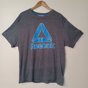 Reebok Men's Extra Large Grey Blue Lpgo Short Sleeve Casual Athletic Shirt